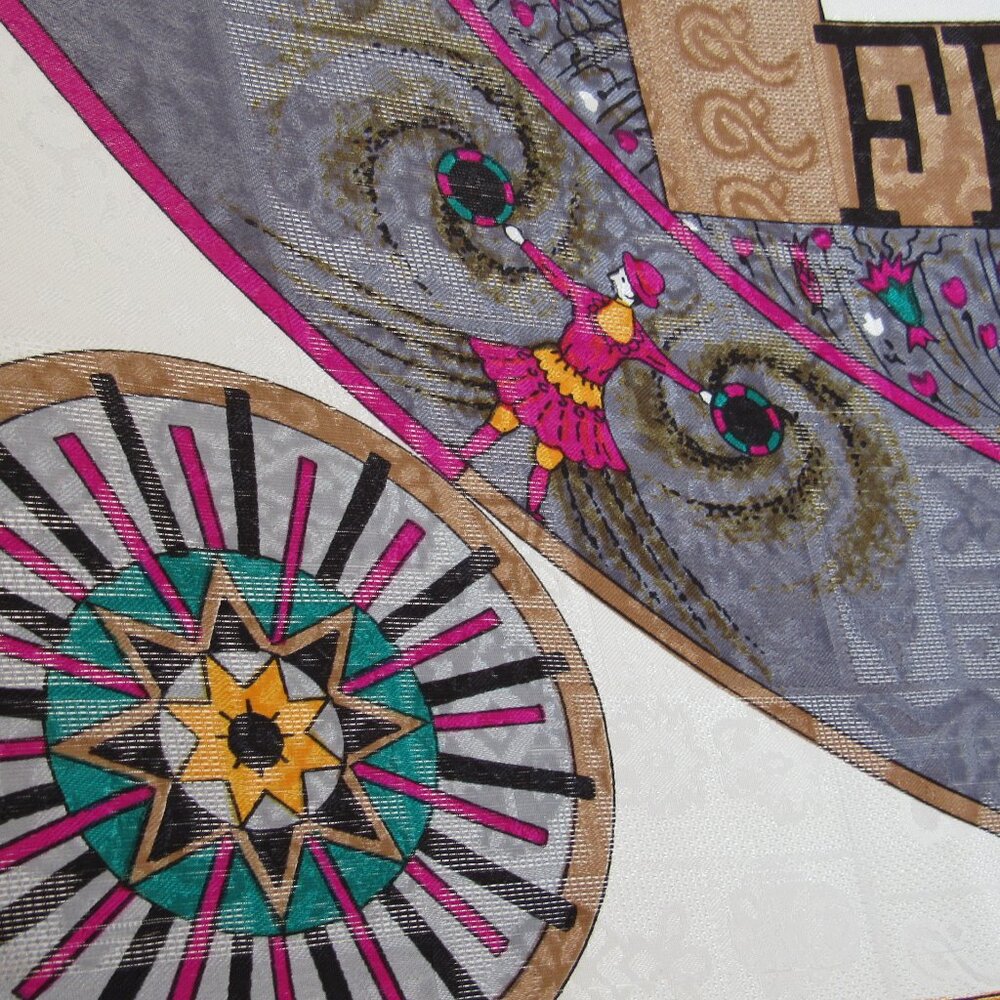 HERMES 1837 Feux D'Artifice Scarf Wrap Foulard Gray Lavender 1990 ed. Vintage - Picture 7 of 11